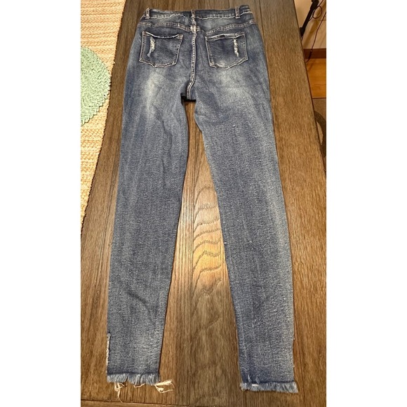 Between Us LA Designed Distressed Ripped Skinny Jeans‎ High Rise Frayed Hem 16 - Picture 12 of 14
